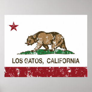 Póster Bandera estatal de California Los Gatos