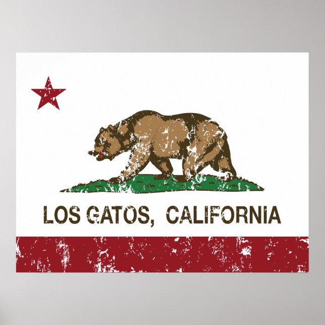 Póster Bandera estatal de California Los Gatos (Frente)
