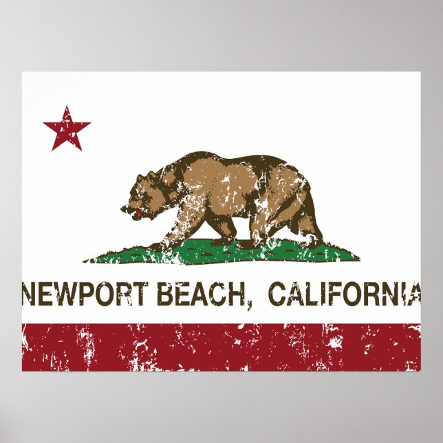 Póster Bandera estatal de California Newport Beach (Frente)
