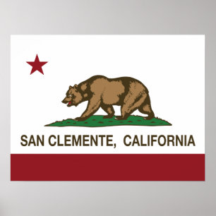 Póster Bandera estatal de California San Clemente