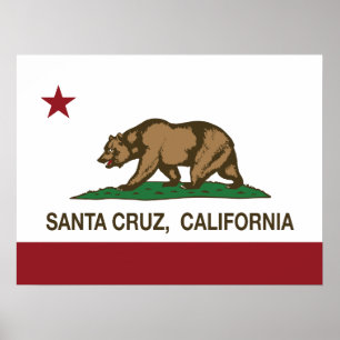 Póster Bandera estatal de California Santa Cruz