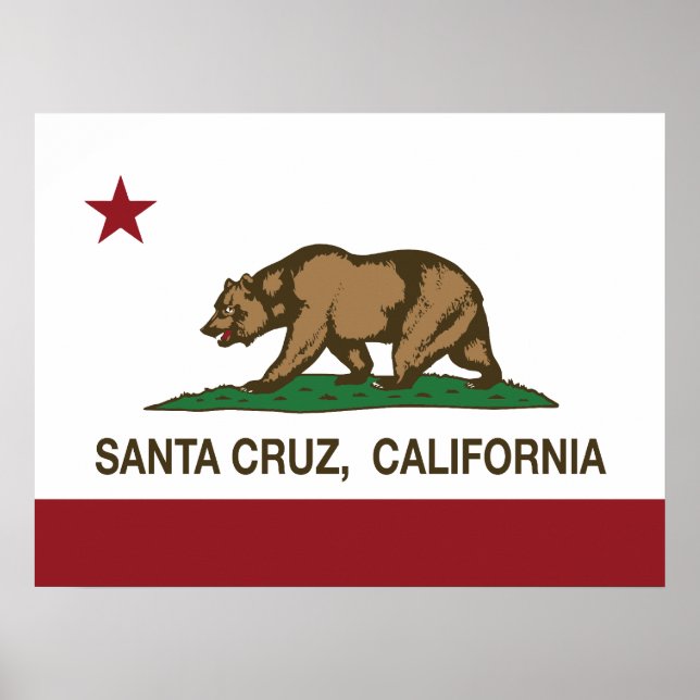 Póster Bandera estatal de California Santa Cruz (Frente)