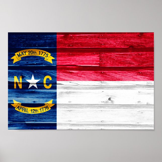 Póster Bandera estatal de Carolina del Norte (Frente)