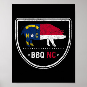 Póster Bandera Estatal De Carolina Del Norte Bbq Nc