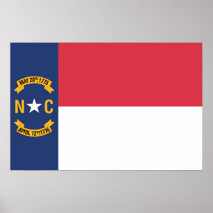 Póster Bandera estatal de Carolina del Norte, Estados Uni