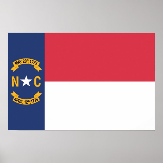 Póster Bandera Estatal de Carolina del Norte, Estados Uni (Frente)