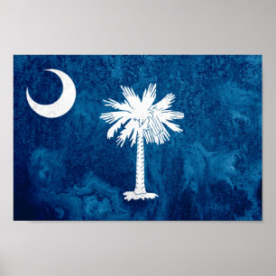 Póster Bandera estatal de Carolina del Sur