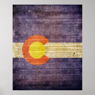 Póster Bandera Estatal de Colorado
