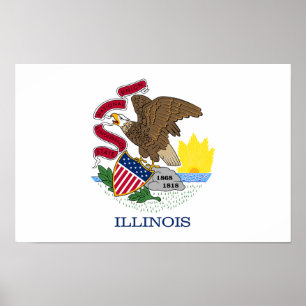 Póster Bandera Estatal de Illinois