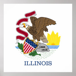 Póster Bandera Estatal de Illinois