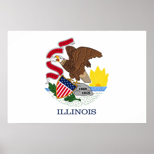 Póster Bandera estatal de Illinois, Estados Unidos (Frente)