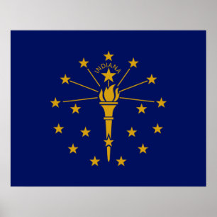 Póster Bandera estatal de Indiana