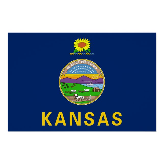Póster Bandera estatal de Kansas (Anverso)
