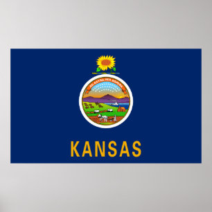 Póster Bandera estatal de Kansas