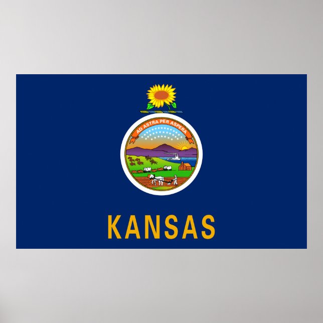 Póster Bandera estatal de Kansas (Frente)