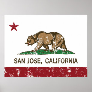Póster Bandera estatal de la república de California san