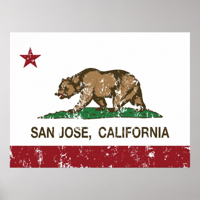 Póster Bandera estatal de la república de California san  (Frente)