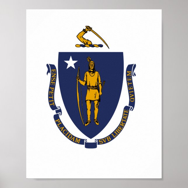 Póster Bandera estatal de Massachusetts (Frente)