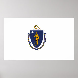 Póster Bandera estatal de Massachusetts