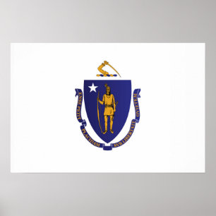 Póster Bandera estatal de Massachusetts, Estados Unidos