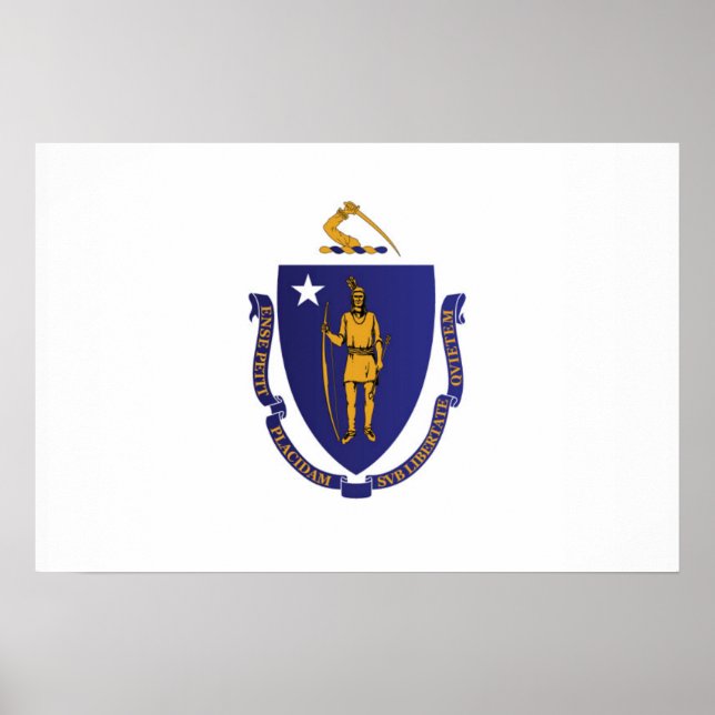 Póster Bandera estatal de Massachusetts, Estados Unidos (Frente)