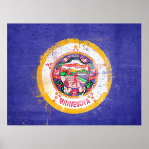 Póster Bandera estatal de Minnesota en peligro