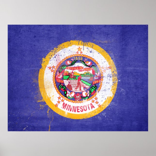 Póster Bandera estatal de Minnesota en peligro (Frente)