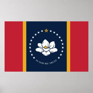 Póster Bandera estatal de Misisipi