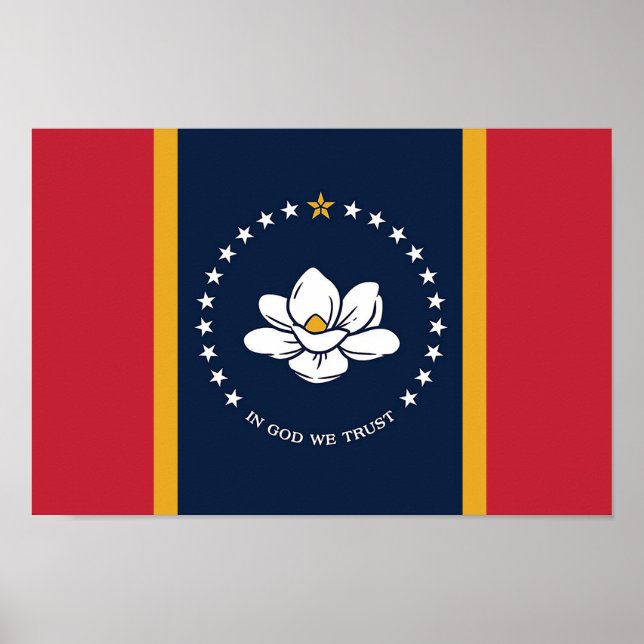 Póster Bandera estatal de Misisipi (nueva en 2020) (Frente)