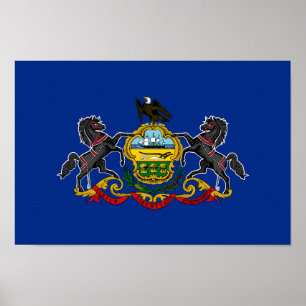 Póster Bandera Estatal de Pennsylvania