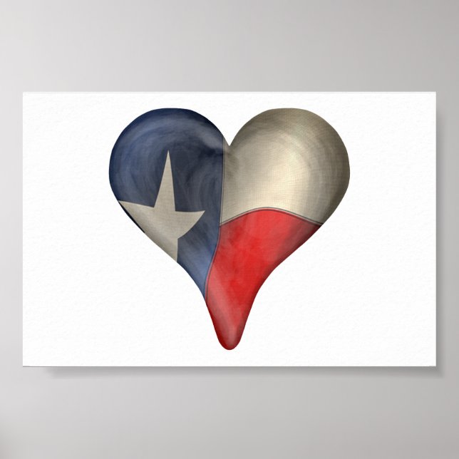 Póster Bandera Estatal De Texas En Un Corazón (Frente)