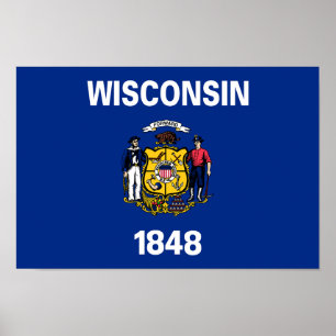 Póster Bandera estatal de Wisconsin