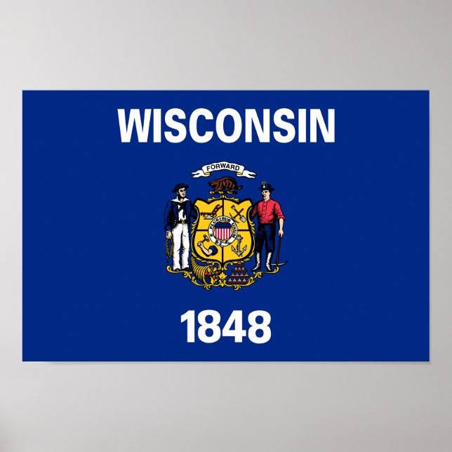 Póster Bandera estatal de Wisconsin (Frente)