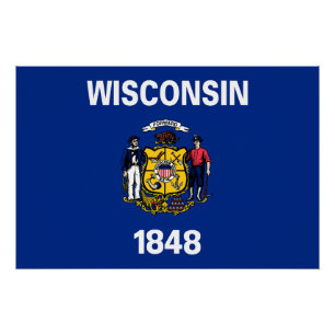 Póster Bandera estatal de Wisconsin