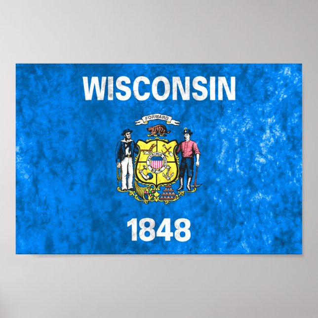 Póster Bandera estatal de Wisconsin (Frente)
