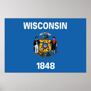 Póster Bandera Estatal de Wisconsin, Estados Unidos