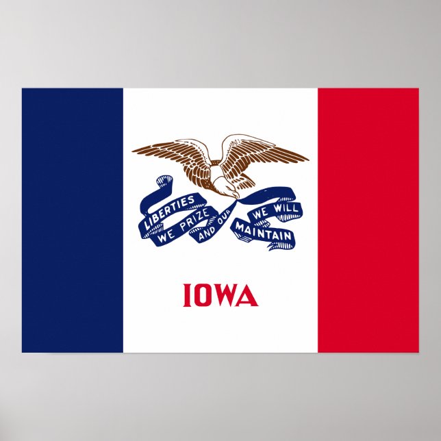 Póster Bandera Estatal Iowa (Frente)