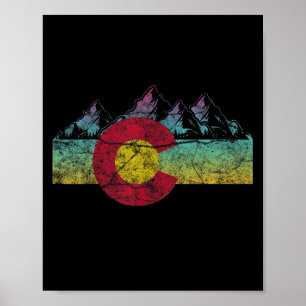 Póster Bandera Estatal Retro Montañas Rocosas Colorado Es
