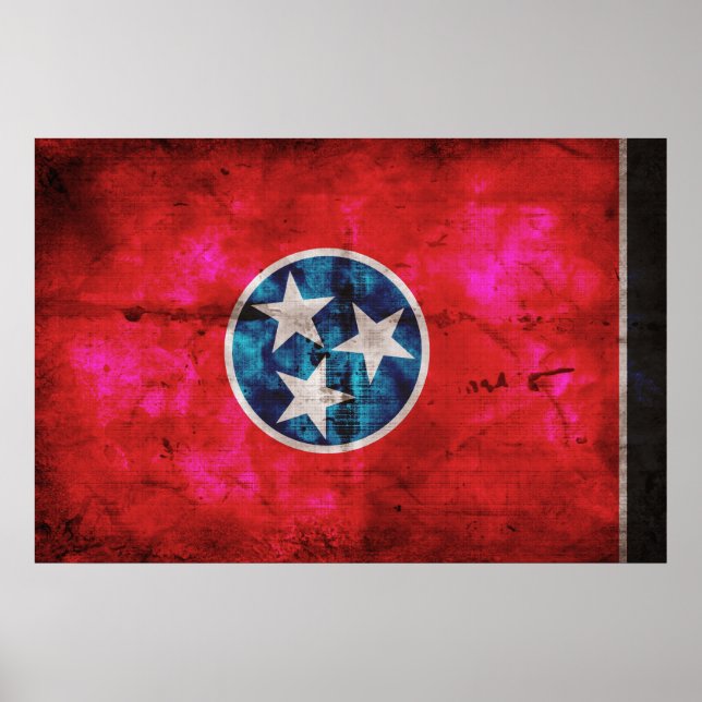 Póster Bandera estatal Weathered Vintage Tennessee (Frente)