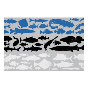 Póster Bandera estonia hecha de pescado - Diseño de pesca