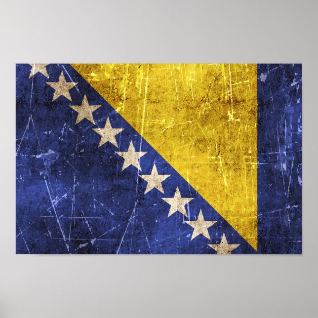 Póster Bandera estrafalaria de Bosnia-Herzegovina (Frente)