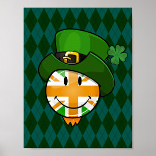 Póster Bandera feliz de Union Jack del irlandés en un