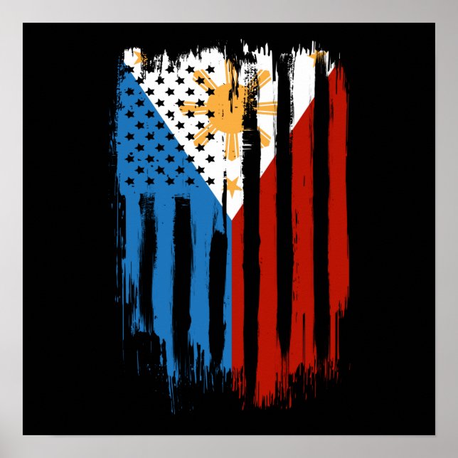 Póster Bandera filipina mitad americana mitad filipina (Frente)