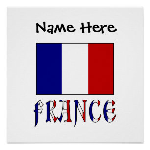 Póster Bandera francesa de Francia personalizada negra