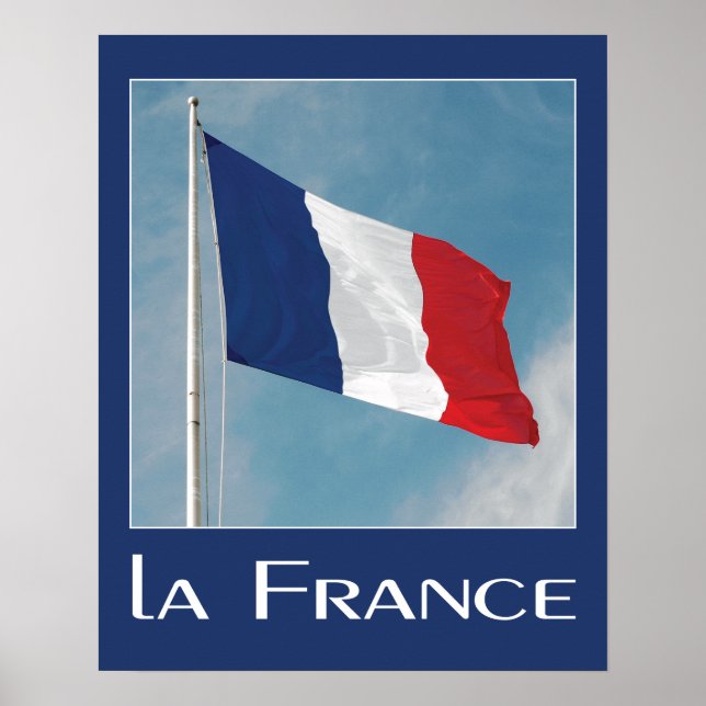 Póster Bandera francesa Foto con el nombre de la Francia (Frente)