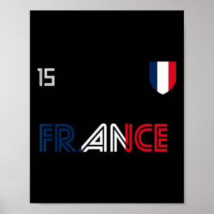 Póster Bandera Francesa Fútbol Retro Francia