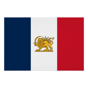 Póster Bandera francesa iraní del león y el sol patrimoni