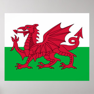 Póster Bandera galesa (Gales) (Dragón galés)