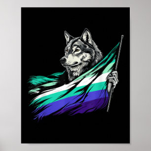 Póster Bandera gay masculina lobo LGBTQ Bandera orgullo M