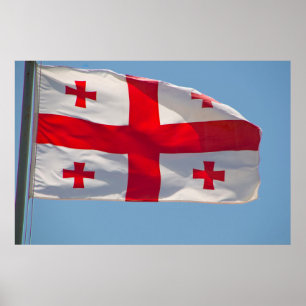 Póster Bandera georgiana al viento